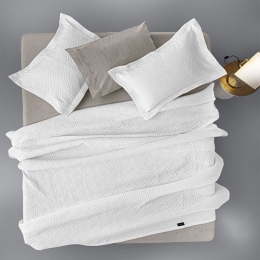 Κουβέρτα Pattern White Guy Laroche Υπέρδιπλo 245x260cm Βαμβάκι-Πολυέστερ