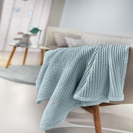 Κουβέρτα Βρεφική Bella Light Blue Guy Laroche Κούνιας 110x130cm 100% Βαμβάκι