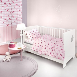 Σεντόνια Βρεφικά Cherries (Σετ 3τμχ) Pink Guy Laroche 115x170cm 100% Βαμβάκι