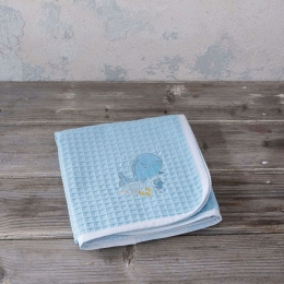 Κουβέρτα Βρεφική Πικέ Baleen White-Blue Nima Αγκαλιάς 80x110cm 100% Βαμβάκι