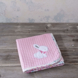 Κουβέρτα Βρεφική Πικέ Some Bunny Pink Nima Αγκαλιάς 80x110cm 100% Βαμβάκι
