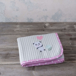 Κουβέρτα Βρεφική Πικέ Lola Panda Pink Nima Κούνιας 110x140cm 100% Βαμβάκι
