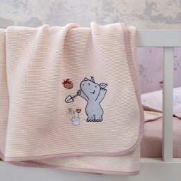 Κουβέρτα Βρεφική Πικέ Little Rhino Light Pink Nima Κούνιας 110x140cm 100% Βαμβάκι