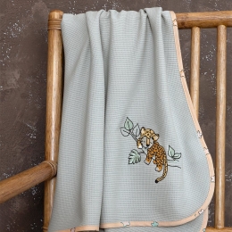 Κουβέρτα Βρεφική Πικέ Sleepy Panther Grey-Somon Nima Κούνιας 110x140cm 100% Βαμβάκι