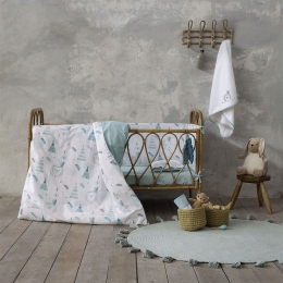 Κουβερλί Βρεφικό Little Indian White-Mint Nima 100x140cm 100% Βαμβάκι
