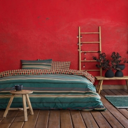 Σεντόνια Tinsel (Σετ 3τμχ) Green-Red Nima Μονό 170x260cm 100% Βαμβακερή Φανέλα