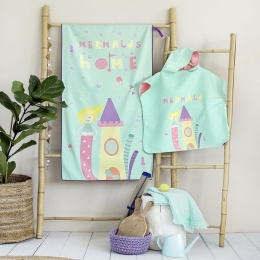 Πετσέτα Θαλάσσης Παιδική Mermaid's Home Multi Nima Θαλάσσης 70x140cm Microfiber