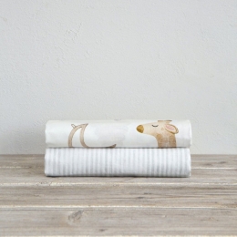 Σεντόνια Βρεφικά Zoo Party (Σετ 2τμχ) White-Multi Nima Λίκνου 70x110cm 100% Βαμβάκι
