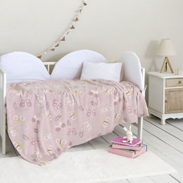 Κουβέρτα Βρεφική Papillon Pink Nima Κούνιας 110x150cm Πολυέστερ