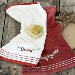 Πετσέτες Χριστουγεννιάτικες Joyful (Σετ 2τμχ) White-Red Nima Σετ Πετσέτες 30x50cm