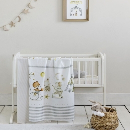 Σεντόνια Βρεφικά Baby Circus (Σετ 2τμχ) White-Multi Nima Λίκνου 70x110cm 100% Βαμβάκι