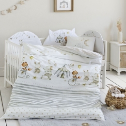 Παπλωματοθήκη Βρεφική Baby Circus (Σετ 2τμχ) White-Multi Nima 110x145cm 100% Βαμβάκι