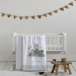 Σεντόνια Βρεφικά Farm Baby (Σετ 2τμχ) White-Mint Nima Λίκνου 70x110cm 100% Βαμβάκι