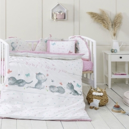 Παπλωματοθήκη Βρεφική Baby Love (Σετ 2τμχ) Pink Nima 110x145cm 100% Βαμβάκι