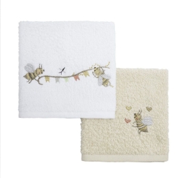 Πετσέτες Βρεφικές Honey (Σετ 2τμχ) White-Beige Nima Σετ Πετσέτες 30x50cm 100% Βαμβάκι