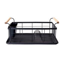 Πιατοθήκη Μεταλλική Με Λαβές Bamboo 01-12885 44x32x20cm Natural-Black Estia Μέταλλο,Bamboo