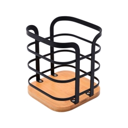 Βάση Εργαλείων Κουζίνας 01-13219 12x12x14,5cm Natural-Black Estia Μέταλλο,Bamboo