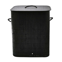 Καλάθι Απλύτων Πτυσσόμενο Ορθογώνιο 60Lt 02-15282 40x30x30cm Black Estia Bamboo,Ύφασμα
