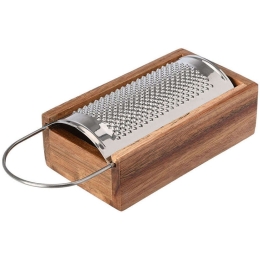 Τρίφτης Τυριού Με Δοχείο Allure 01-19143 22x6,5x9cm Inox-Natural Estia Ατσάλι,Ξύλο