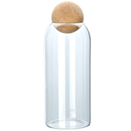 Δοχείο Αποθήκευσης 01-19617 9x9x23,5cm 950ml Clear-Natural Estia Γυαλί,Φελλός