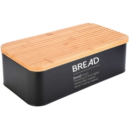 Ψωμιέρα Bamboo Essentials 01-20248 42x23x13cm Natural-Black Estia Μέταλλο,Bamboo