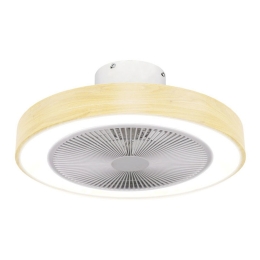 Ανεμιστήρας Οροφής Halo Flow 06-30179 Με Φως Led 45W & Τηλεχειριστήριο 15W Φ50x24cm Wood Effect Natural Estia Διάμετρος 50cm