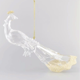 Χριστουγεννιάτικο Στολίδι Παγώνι 600-40685 17,8cm Clear-Gold