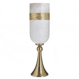 Βάζο 3-70-162-0199 Φ15x53cm White-Gold Inart Αλουμίνιο,Γυαλί