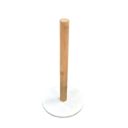 Βάση Για Ρολό Κουζίνας Ibiza 016312 White Natural 15x15xH32cm Μάρμαρο, Ξύλο