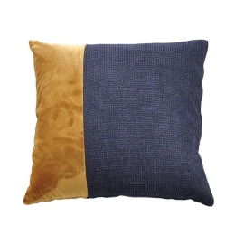 Μαξιλάρι Διακοσμητικό (Με Γέμιση) Glam 018876 Blue-Gold 45X45 Polyester,Ύφασμα