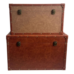 Μπαούλα (Σετ 2Τμχ) Bryst 04-0933 64x40x40cm Cognac