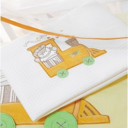 Κουβέρτα Βρεφική Πικέ Des.605 White-Orange Baby Oliver Κούνιας 100x140cm 100% Βαμβάκι