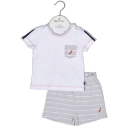 Παιδικό Σετ Μπλουζάκι Με Σορτς Jersey Organic 49-2121 Ριγέ Grey Nautica Νο74/79 100% Βαμβάκι
