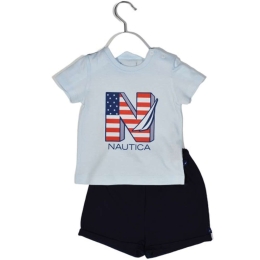 Παιδικό Σετ Μπλουζάκι Με Σορτς Jersey 49-2021 Light Blue-Navy Nautica Νο86/92 100% Βαμβάκι
