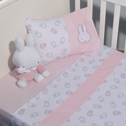 Σεντόνια Βρεφικά Des 52-1 (Σετ 3τμχ) Pink Miffy Κούνιας 110x160cm 100% Βαμβάκι