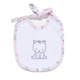 Σαλιάρα Αδιάβροχη Αρκουδάκι Des 179 Pink Baby Oliver 20x20cm Βαμβάκι,Pvc