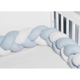 Πάντα - Πλεξούδα Κούνιας Τριπλή Des.3110 White-Ciel Baby Oliver 20x200cm 100% Βαμβάκι