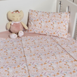 Σεντόνια Βρεφικά Σχέδιο 202 (Σετ 3τμχ) Pink-Multi Baby Oliver Κούνιας 110x160cm 100% Βαμβάκι