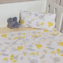 Σεντόνια Βρεφικά Σχέδιο 203 (Σετ 3τμχ) Grey-Yellow Baby Oliver Κούνιας 110x160cm 100% Βαμβάκι