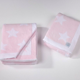 Κουβέρτα Βρεφική Star 254 Pink-White Down Town Αγκαλιάς 75x105cm 100% Βαμβάκι