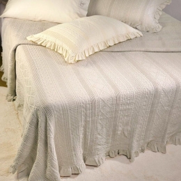 Κουβέρτα Με Βολάν ΣΧ.454 Beige Down Town Μονό 170x240cm 100% Βαμβάκι