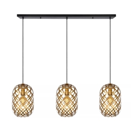 Φωτιστικό Οροφής - Ράγα Wolfram 21417/03/02 110x25x150cm 3xE27 60W Gold Lucide