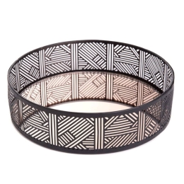Δίσκος Διακοσμητικός Art Deco 161954 20x5cm Black Μέταλλο,Γυαλί