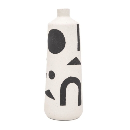 Βάζο Etnic 228720 10x10x26cm Black-White Κεραμικό