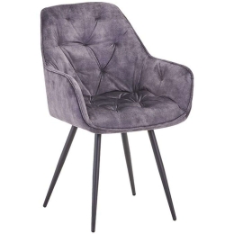 Πολυθρόνα 606-124-105 59x58x88cm Grey-Black Βελούδο, Μέταλλο