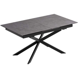 Τραπέζι Επεκτεινόμενο 606-124-107 160x90x76cm Grey-Black Πέτρα,Μέταλλο