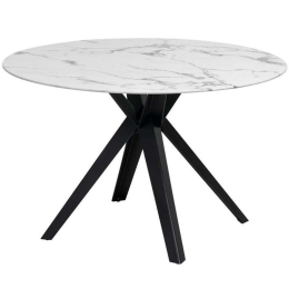 Τραπέζι 606-223-101 Φ120x75cm Marble Effect White-Black Μέταλλο,Γυαλί