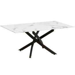 Τραπέζι Σαλονιού 606-223-102 110x60x45cm Marble Effect White-Black