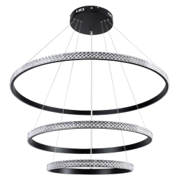 Φωτιστικό Οροφής Diamond Trio 61138 Led 120W Φ40-60-80cm Black GloboStar Αλουμίνιο