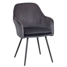 Πολυθρόνα C-987 58x60x86.5cm Grey Σετ 2τμχ Βελούδο, Μέταλλο